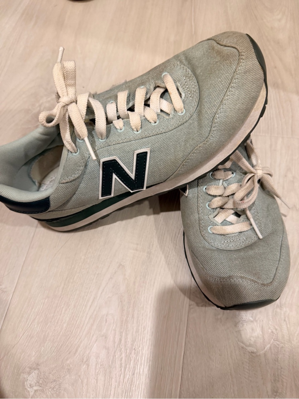 New Balance Sage Green Canvas Sneakers with Cream Accents